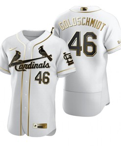 St. Louis Cardinals #46 Paul Goldschmidt Mlb Golden Brandedition White Jersey Gift For Cardinals Fans