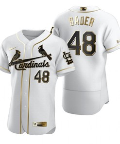 St. Louis Cardinals #48 Harrison Bader Mlb Golden Brandedition White Jersey Gift For Cardinals Fans