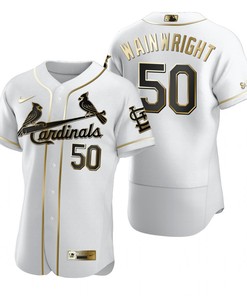 St. Louis Cardinals #50 Adam Wainwright Mlb Golden Brandedition White Jersey Gift For Cardinals Fans
