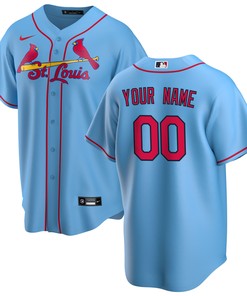 St Louis Cardinals Alternate Replica Custom Jersey Light Blue Custom Jerseys Mlb