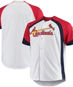 St. Louis Cardinals Big & Tall Colorblock Full-snap Jersey - White/red Mlb