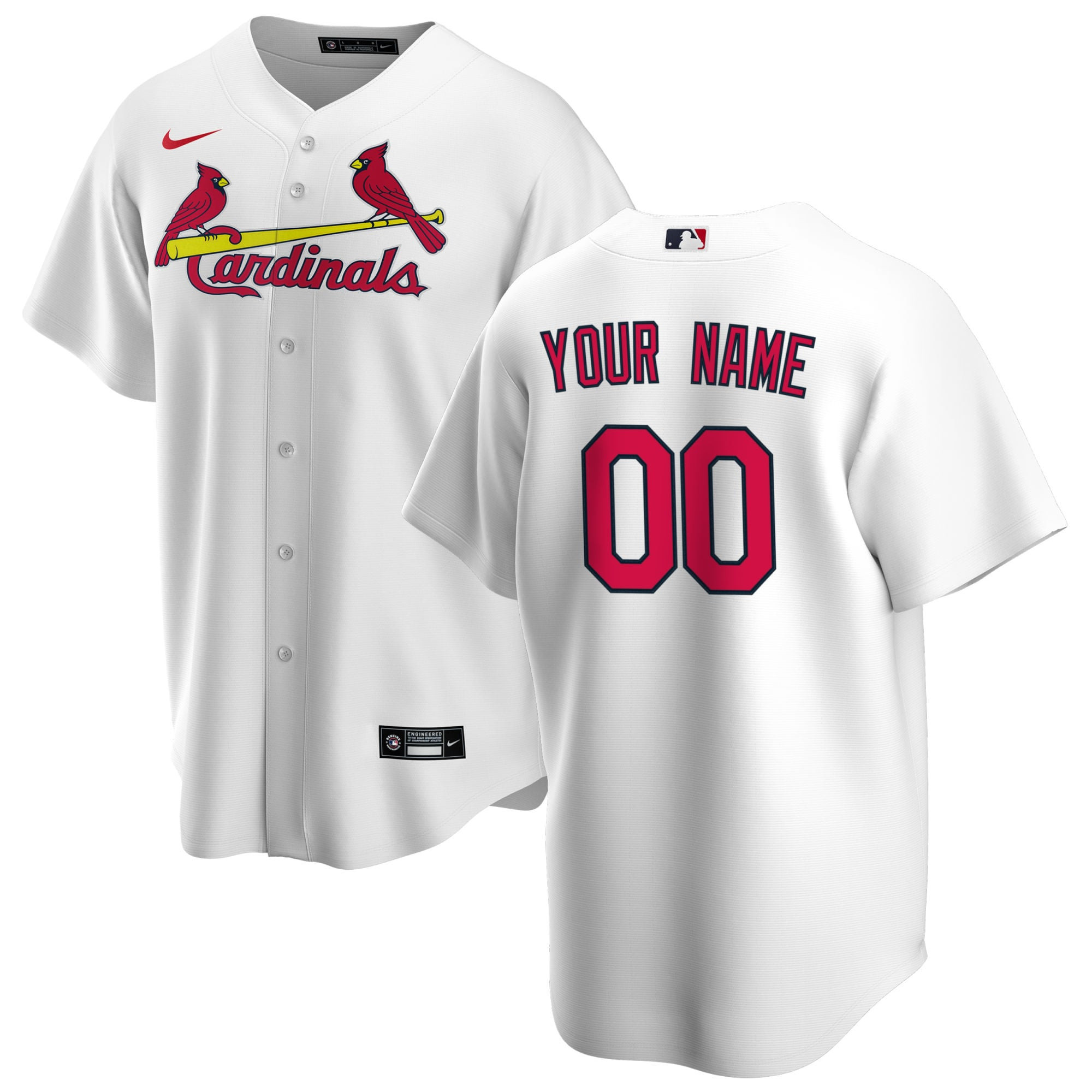 St. Louis Cardinals Home Replica Custom Jersey - White Custom Jerseys Mlb