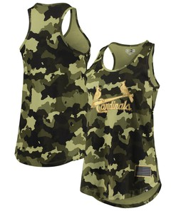 St. Louis Cardinals New Era Womens 2022 Mlb Armed Forces Day Camo Racerback Tank Top - Green