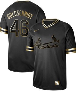 St Louis Cardinals Paul Goldschmidt #46 Mlb Gold Brandedition Black Jersey