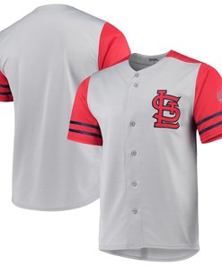 St. Louis Cardinals Stitches Button-Up Jersey - Gray/Red Jersey