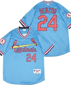 St Louis Cardinals Whitey Herzog #24 2020 Mlb Blue Jersey