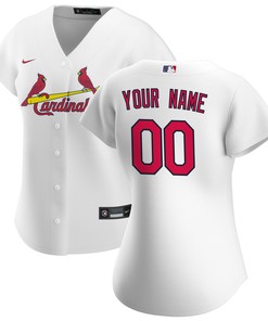 St. Louis Cardinals Womens Home Replica Custom Jersey - White Custom Jerseys Mlb