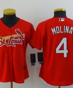 St Louis Cardinals Yadier Molina #4 2020 Mlb Red Orange Womens Jersey