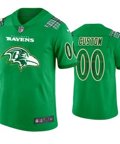 St. Patricks Day Baltimore Ravens Custom Jersey Kelly Green - Mens