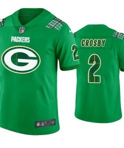 St. Patricks Day Green Bay Packers #2 Mason Crosby Jersey Kelly Green - Men