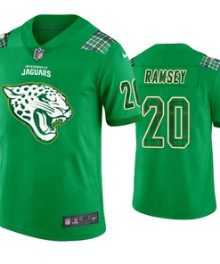 St. Patricks Day Jacksonville Jaguars #20 Jalen Ramsey Jersey Kelly Green - Men