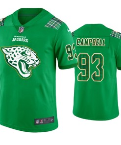 St. Patricks Day Jacksonville Jaguars #93 Calais Campbell Jersey Kelly Green - Men