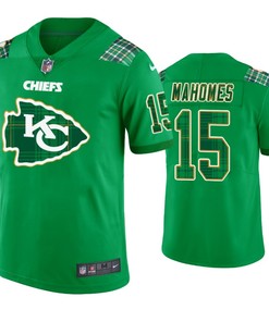 St. Patricks Day Kansas City Chiefs #15 Patrick Mahomes Jersey Kelly Green - Men