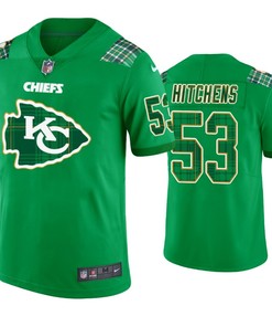 St. Patricks Day Kansas City Chiefs #53 Anthony Hitchens Jersey Kelly Green - Men