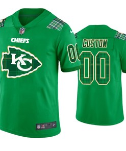 St. Patricks Day Kansas City Chiefs Custom Jersey Kelly Green - Mens