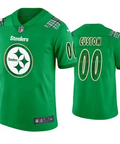 St. Patricks Day Pittsburgh Steelers Custom Jersey Kelly Green - Mens