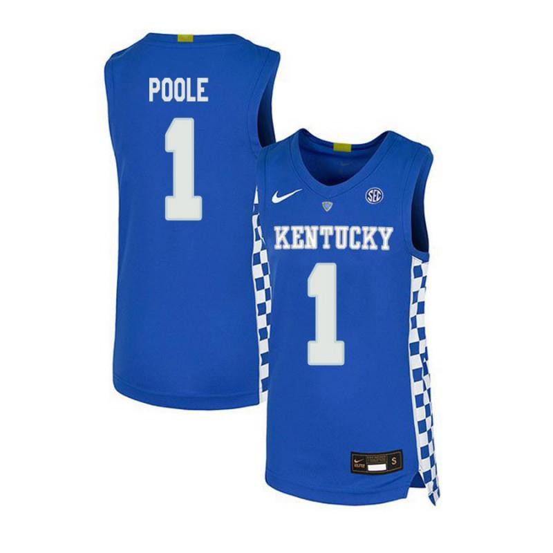 Stacey Poole 1 Kentucky Wildcats Elite Basketball Men Jersey - Royal Blue