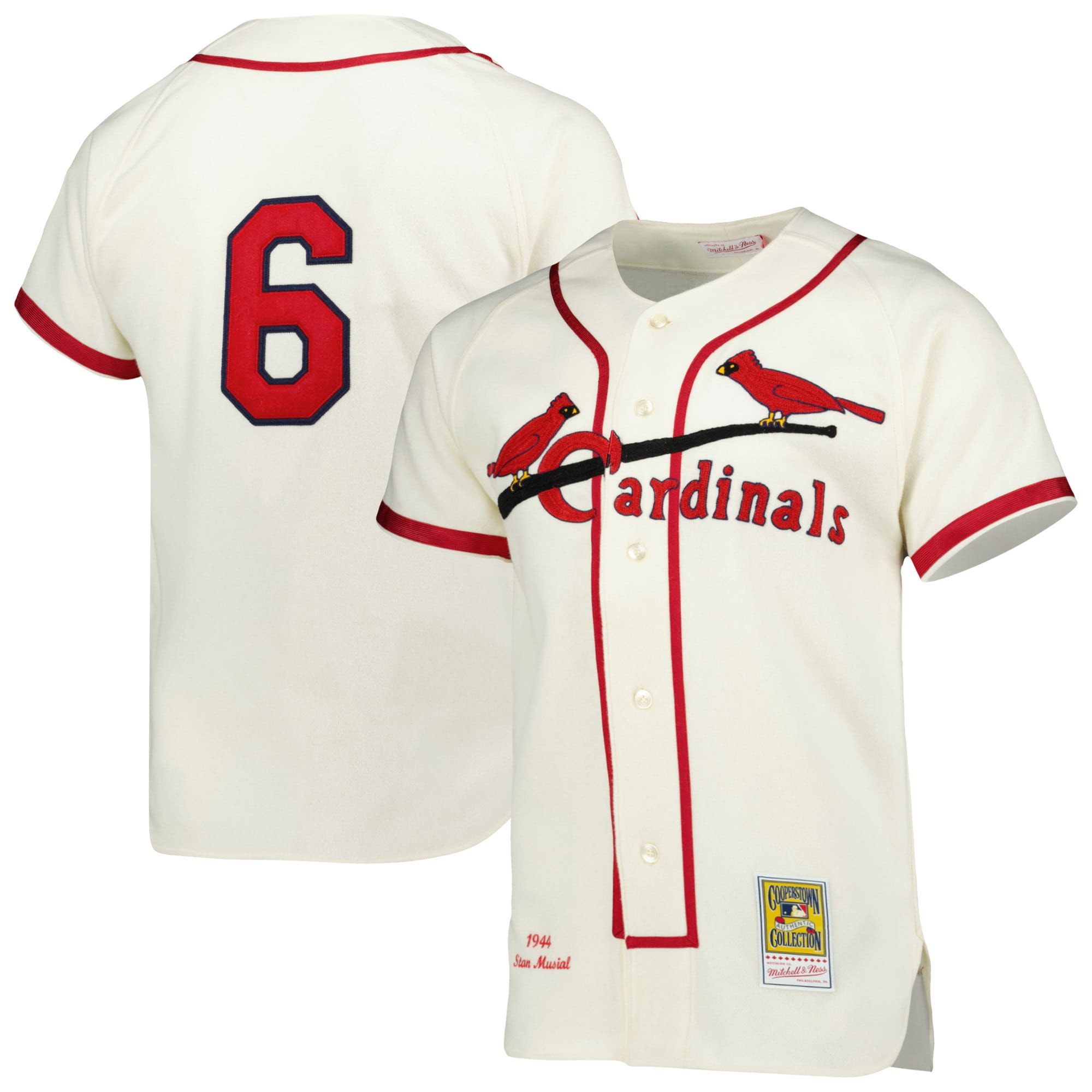 Stan Musial St. Louis Cardinals Mitchell & Ness 1944 Cooperstown Collection Authentic Jersey - Cream Mlb
