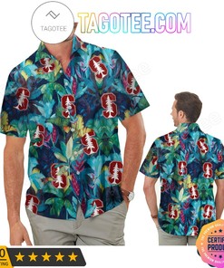 Stanford Cardinal Floral Tropical Aloha Hawaii Shirt