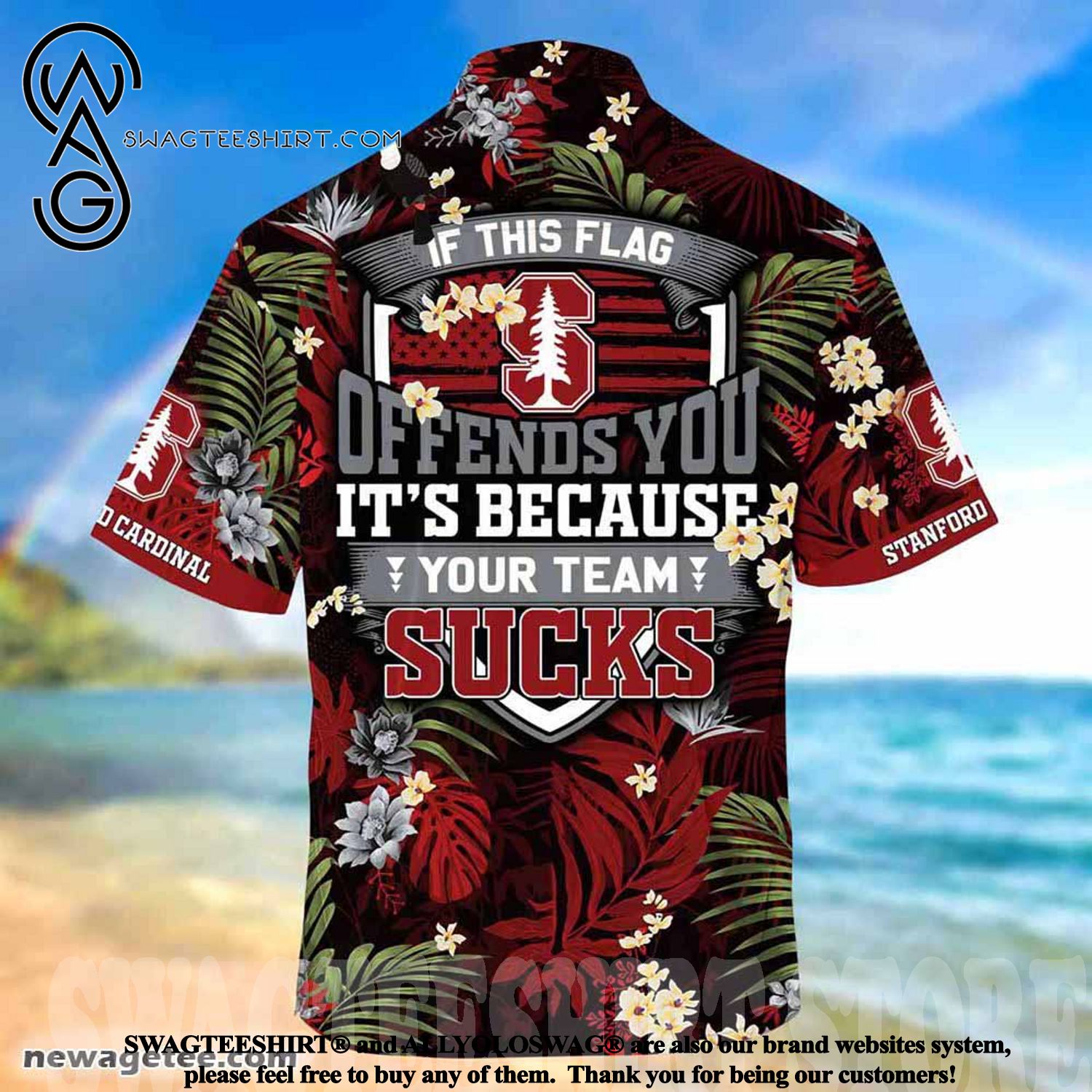 Stanford Cardinal This Flag Offends You Summer Beach Hawaiian Shirt