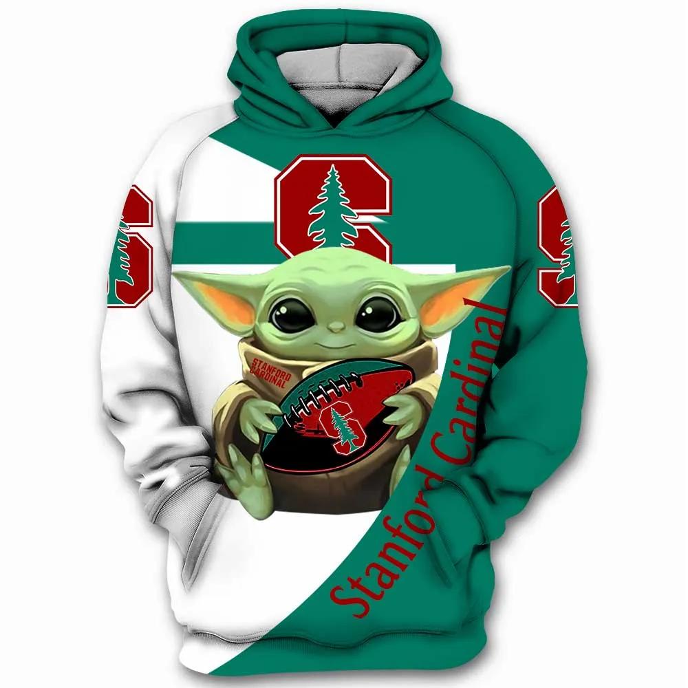 Stanford Cardinal With Yoda Baby Yoda Star Wars 3D Hoodie Cool Stanford Cardinal Gifts