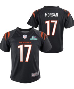 Stanley Morgan 17 Cincinnati Bengals Super Bowl LVII Champions Youth Game Jersey - Black