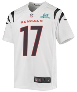Stanley Morgan 17 Cincinnati Bengals Super Bowl LVII Champions Youth Game Jersey - White