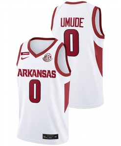 Stanley Umude 0 White Arkansas Razorbacks 2022 College Basketball SEC Graduate Patch Jersey