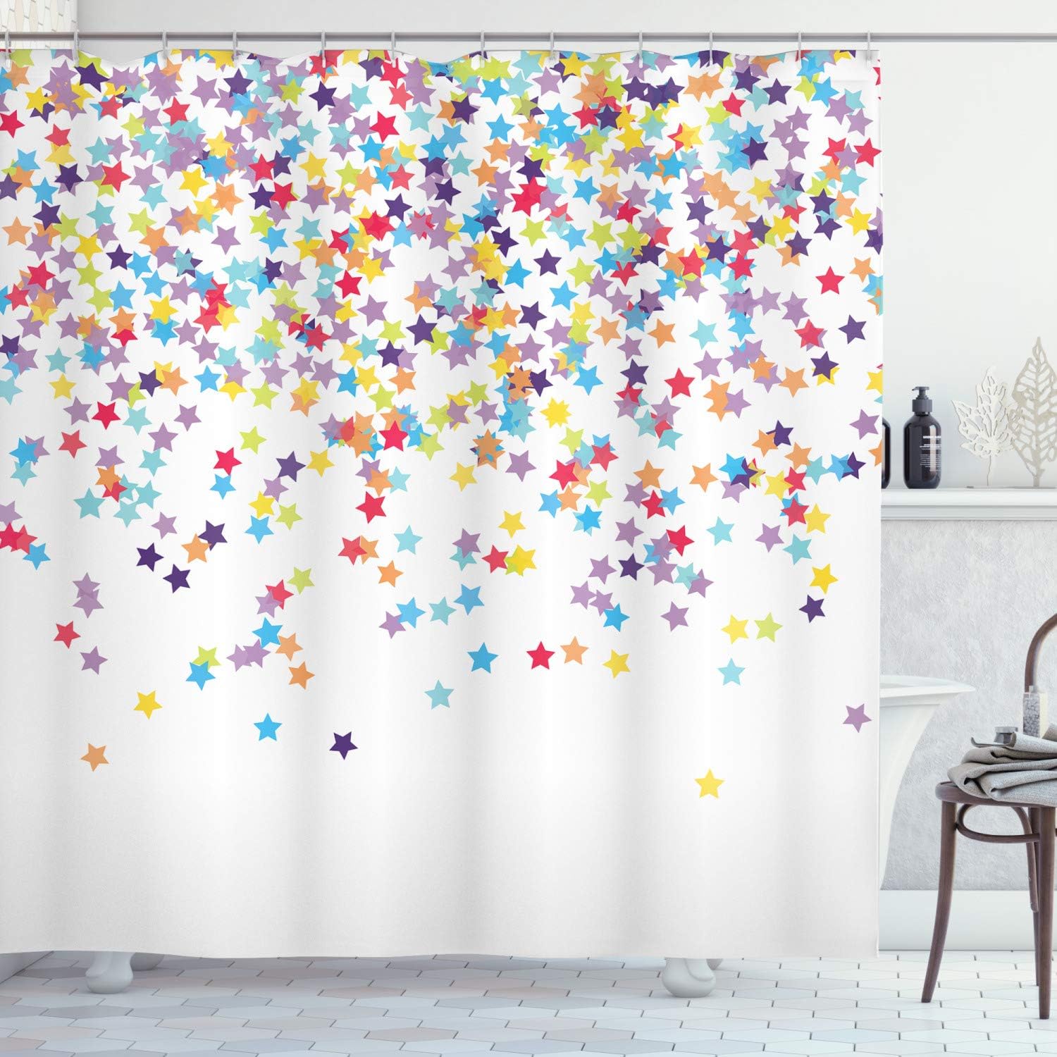 Star Shower Curtain, Party Items Celebration Theme Bathroom Curtain
