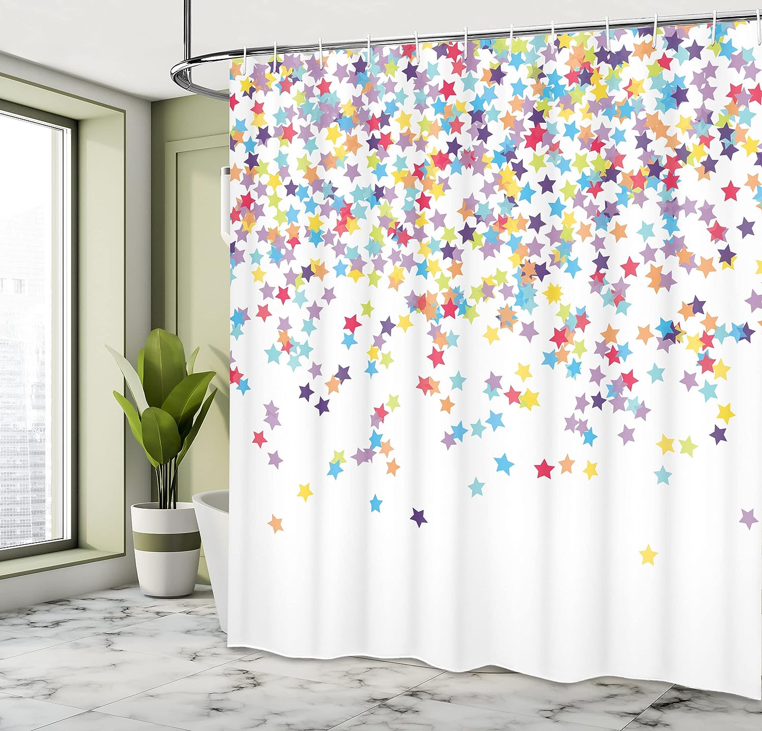 Star Shower Curtain, Party Items Celebration Theme Bathroom Curtain