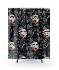 Star Wars Black Floral Shower Curtain for Dark Side Home and Bathroom Decor