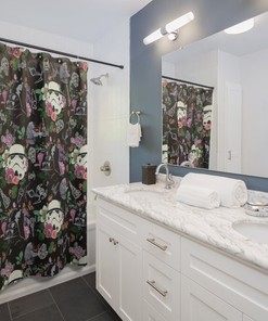 Star Wars Black Floral Shower Curtain for Dark Side Home and Bathroom Decor