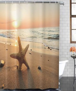 Starfish Beach Sunset Ocean Shower Curtain - ArtSocket Bathroom Decor