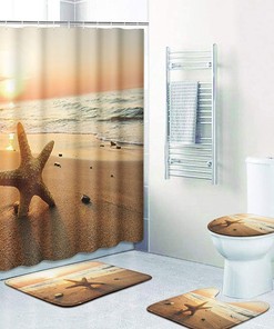 Starfish Beach Sunset Ocean Shower Curtain - ArtSocket Bathroom Decor