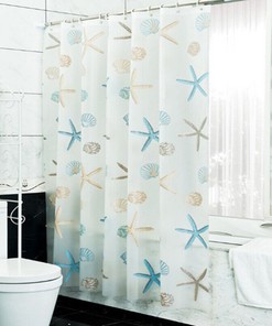 Starfish Sea Shell Waterproof Shower Curtain Bathroom Decor
