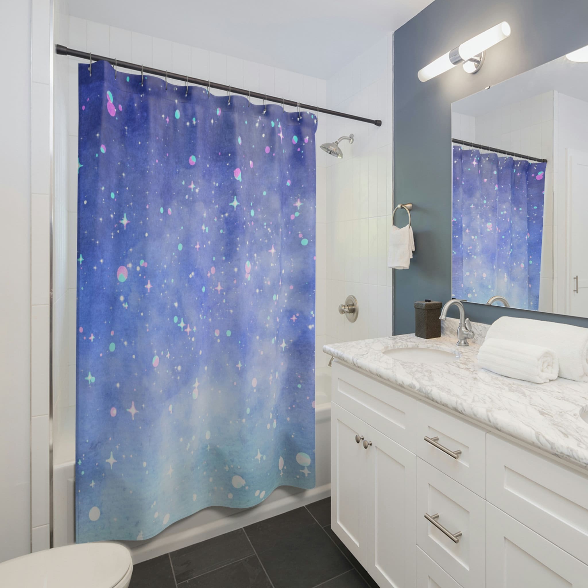 Starry Night Shower Curtain Vincent Van Gogh Bathroom Decor - Bluefink