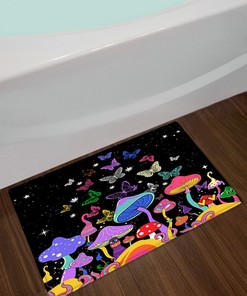 Starry Sky Butterfly Mushroom Shower Curtain for Dreamy Bathroom Decor