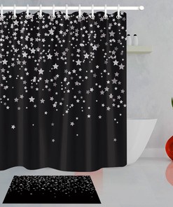 Stars Xmas Shower Curtain for Festive Bathroom Decor