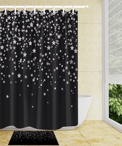 Stars Xmas Shower Curtain for Festive Bathroom Decor