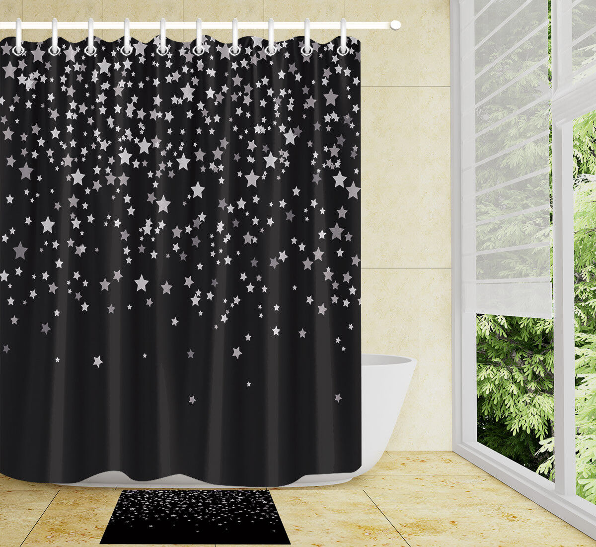 Stars Xmas Shower Curtain for Festive Bathroom Decor