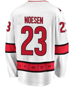 Stefan Noesen 23 Carolina Hurricanes Stanley Cup 2023 Playoffs Patch Away Breakaway Men Jersey - White