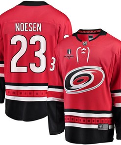 Stefan Noesen 23 Carolina Hurricanes Stanley Cup 2023 Playoffs Patch Home Breakaway Men Jersey - Red