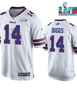 Stefon Diggs 14 Buffalo Bills Super Bowl LVII Away Player Men Jersey - White Jersey