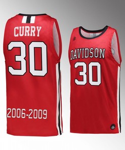 Stephen Curry 30 Davidson Wildcats Red Jersey Retired Number Commemorative Classic