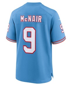 Steve McNair 9 Tennessee Titans Oilers Throwback Retired Men Game Jersey - Light Blue