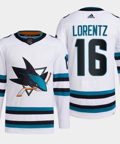 Steven Lorentz 16 San Jose Sharks White Jersey 2022-23 Away Primegreen