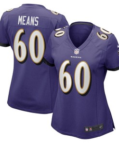 Steven Means 60 Baltimore Ravens Women's Game Player Jersey - Purple
