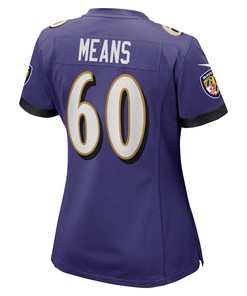 Steven Means 60 Baltimore Ravens Women's Game Player Jersey - Purple