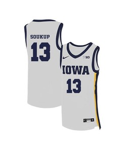 Steven Soukup 13 Iowa Hawkeyes Elite Basketball Men Jersey - White