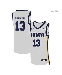 Steven Soukup 13 Iowa Hawkeyes Elite Basketball Youth Jersey - White